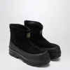 Stone Island Black Suede Ankle Boot With Logo In Black