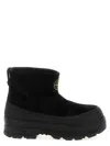 Stone Island Black Suede Ankle Boot With Logo In Black