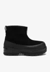 Stone Island Black Suede Ankle Boot With Logo In Multi