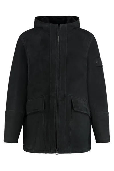 Stone Island Men's Suede Jacket In Black