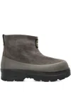 Stone Island Suede Logo-patch Ankle Boots In Gray