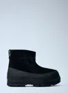 Stone Island Suede Logo Patch Boots In Black
