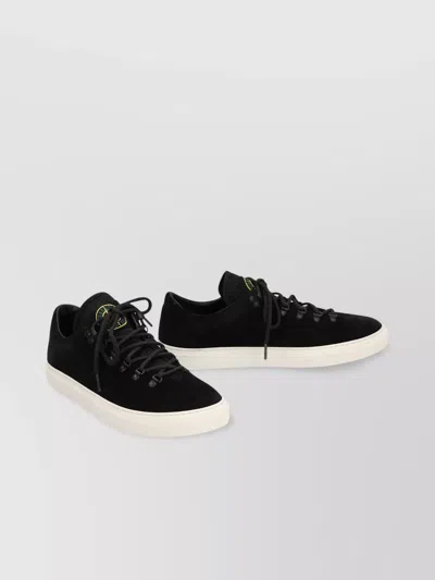 Stone Island Suede Low-top Sneakers Rubber Sole In Black