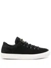 Stone Island Black Low Top Sneakers With Logo Patch On The Tongue In Suede Man In Black