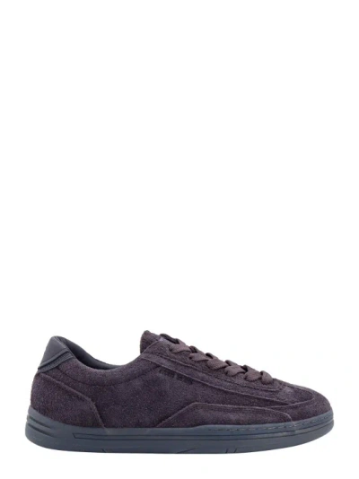 Stone Island Suede Sneakers With Logo In Black
