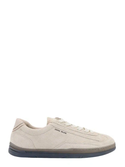 Stone Island Suede Sneakers With Logo In Grey