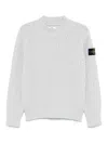 Stone Island All-over Ribbed Grey Wool Sweater In Gray