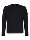 Stone Island Crewneck Sweatshirt With Topstitched Details In Black