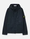 Stone Island Short Parka With Elastic Hem And Hood In Blue