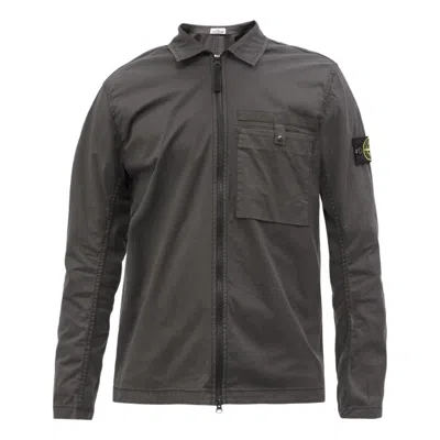 Stone Island Supima Cotton Shirt Jacket 'charcoal' In Gray