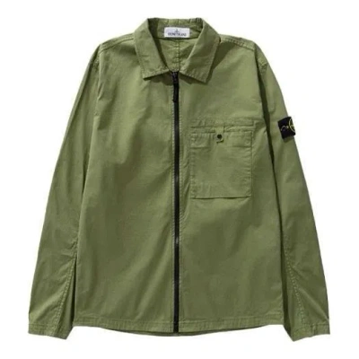 Stone Island Supima Cotton Shirt Jacket 'olive' In Green