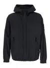 Stone Island Cotton Jacket With Hood And Pockets In Black