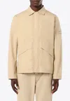 Stone Island Beige 107f1 Weatherproof Cotton Canvas Ghost Overshirt In Cream