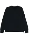 Stone Island 'gauzed' Anagram Sleeve Patch Cotton Jersey Sweatshirt In Black