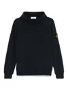 Stone Island Organic Cotton Fleece Hoodie In Blue