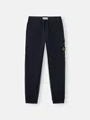 Stone Island Navy Blue Trousers With Elasticated Drawstring