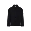 Stone Island Textured Knit Sweater With Button-up Front In Black
