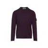 Stone Island Crew Neck Wool Sweater With Ribbed Texture In Purple
