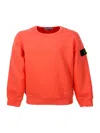 Stone Island Cotton Sweatshirt With Crew Neck And Logo On The Sleeve In Arancio