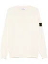 Stone Island Beige Long-sleeved Sweater With Distinctive Logo Patch In Beige