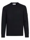 Stone Island Lightweight Wool Crew Neck Pullover In Black