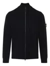 Stone Island Zip-front Logo-patch Cardigan In Black