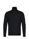Stone Island Black Turtleneck With Ribbed Collar And Logo Patch In Black