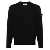 Stone Island Cotton Sweatshirt With Removable Logo Patch In Black