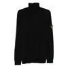 Stone Island Ribbed Wool Turtleneck Sweater Clothing In Black