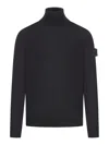 Stone Island Ghost Virgin Wool Funnel-neck Sweater In Black