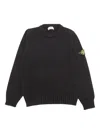 Stone Island Compass-motif Cotton Sweatshirt In Black
