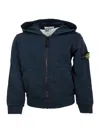 Stone Island Cotton Sweatshirt With Hood And Zip Closure. Kangaroo Pockets And Logo On The Sleeve In Blu