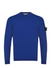 Stone Island Ribbed Crew Neck Sweater With Long Sleeves In Blu Elettrico