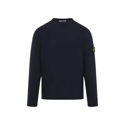 Stone Island Logo Patch Crewneck Sweater In Blue