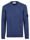Stone Island Ribbed Crew Neck Sweater With Long Sleeves In Blue
