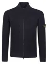 Stone Island Zip-front Wool Sweatshirt In Blue