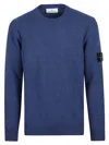 Stone Island Mens Mid Blue Brand-patch Crew-neck Rib-knit Virgin-wool Jumper In Blue