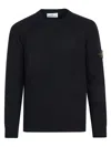 Stone Island Long Sleeve Ribbed Cuff Crew Neck Sweater In Blue