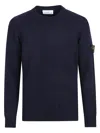 Stone Island Long Sleeve Crew Neck Knit Sweater In Blue