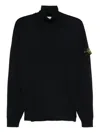 Stone Island Black Wool Turtleneck Sweater In Black