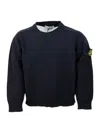 Stone Island Maglia In Cotone A Girocollo A Manica Luinga Con Cuciture In Rilievo Con Logo Applicato Sulla Manica In Blue