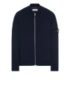 Stone Island High Collar Badge Cardigan In Blue