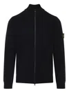 Stone Island High Collar Ribbed Cuffs Side Pockets Sweatshirt In Black