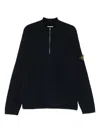 Stone Island Ribbed Zip-neck Sweater In Black