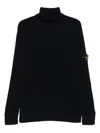 Stone Island Turtleneck Jumper With Finely Ribbed Trims In Blue