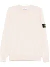 Stone Island Beige Long-sleeved Sweater With Distinctive Logo Patch In V0082 Antique Rose