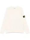 Stone Island Beige Long-sleeved Sweater With Distinctive Logo Patch In V0093 Ivory