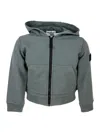 Stone Island Full Zip Hoodie With Long Sleeves In Stretch Cotton With Badge On The Left Sleeve In Gray