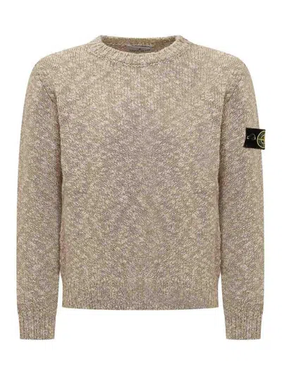Stone Island Kids' Crew Neck Patch Sweater In Brown
