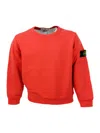 Stone Island Cotton Sweatshirt With Crew Neck And Logo On The Sleeve In Orange